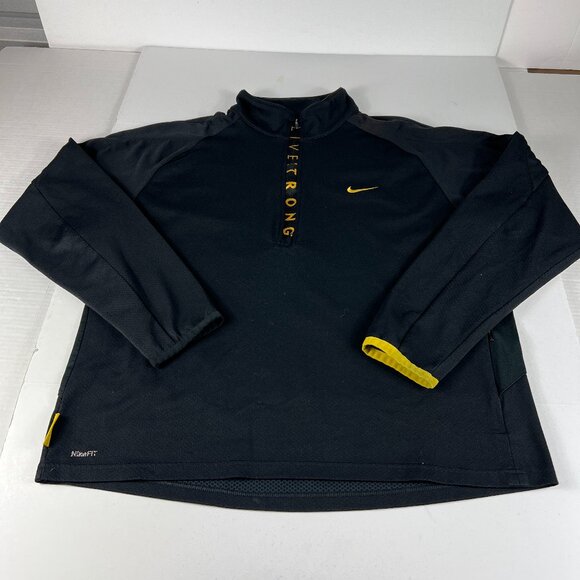 Nike Livestrong Cycling Shirt Extra Large Black 1/4 Zip Lance Armstrong Pullover - Picture 1 of 16